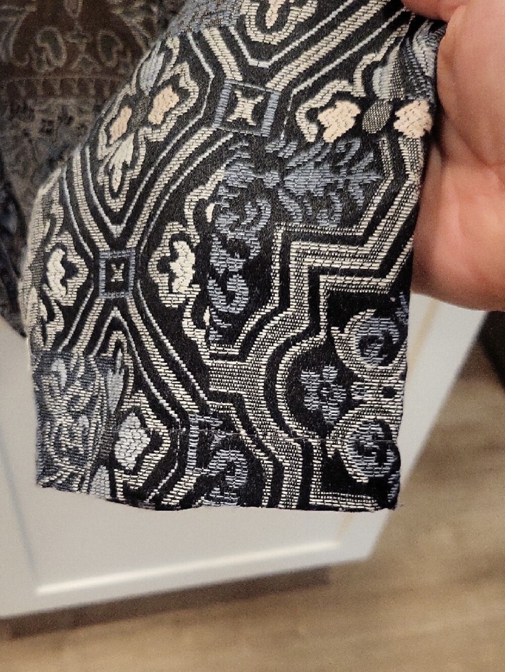 Haband Black and Gray Patchwork-Print Button Jacket - Picture 6 of 7